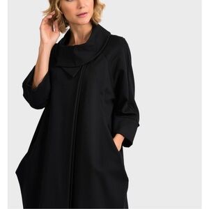 Joseph Ribkoff Black Asymmetrical Swing Jacket with Cocoon Shawl Collar Size 6